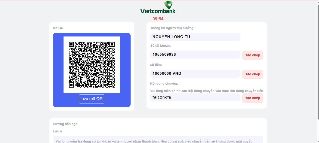 Hướng dẫn cách nạp tiền BJ88 cho Member đã có Account 2 Cách nạp tiền BJ88 thông qua hình thức Internet Banking